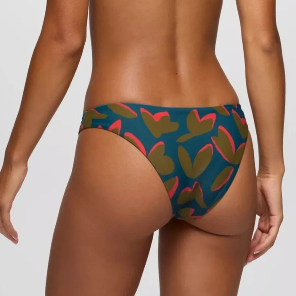Prana Lahari Classic Swim Bottom Women's L Catalina Indo Disco Mid Rise Cheeky